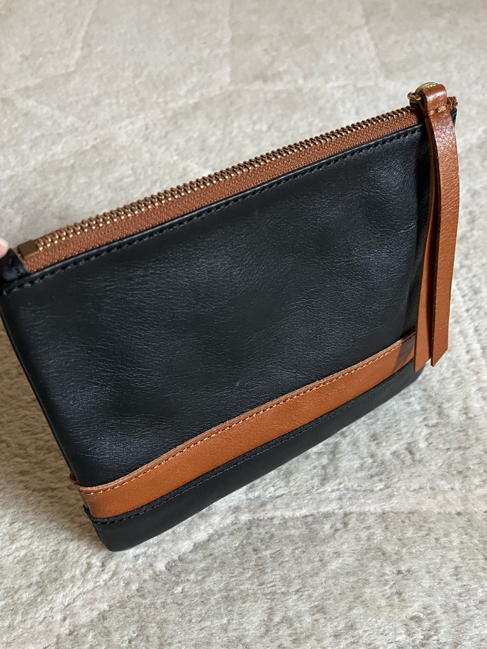 Pottery Barn Leather Zippered Pouch